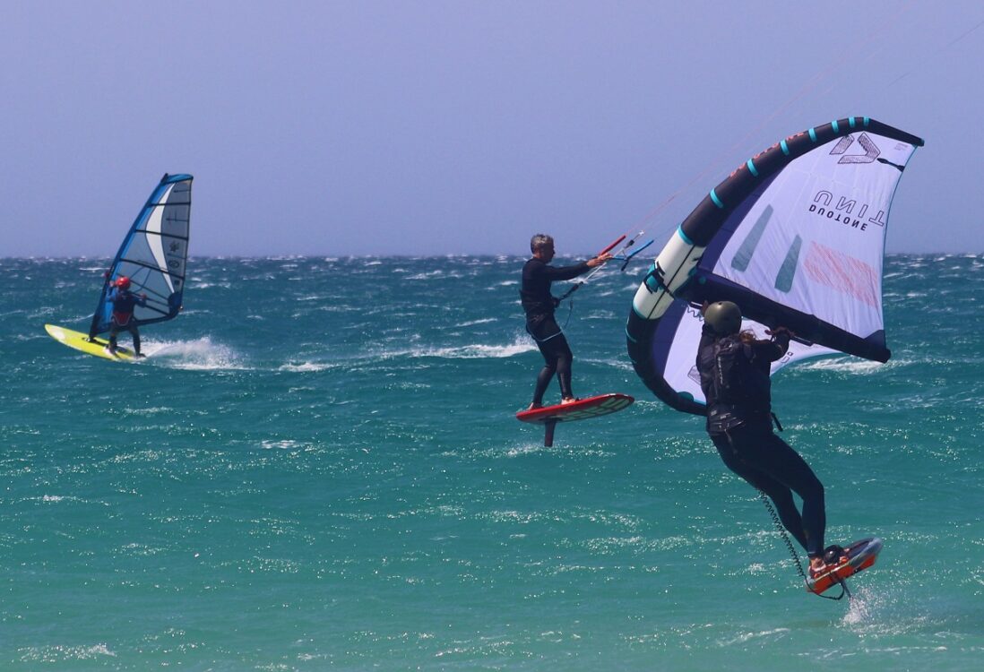 Images water sports with strong levante wind in Tarifa